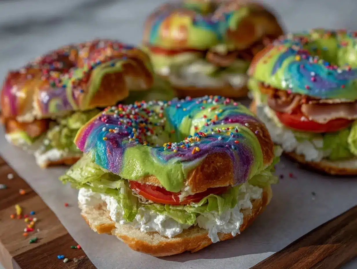 Dr. Seuss Color Swirl Bagel Sandwiches preparation steps