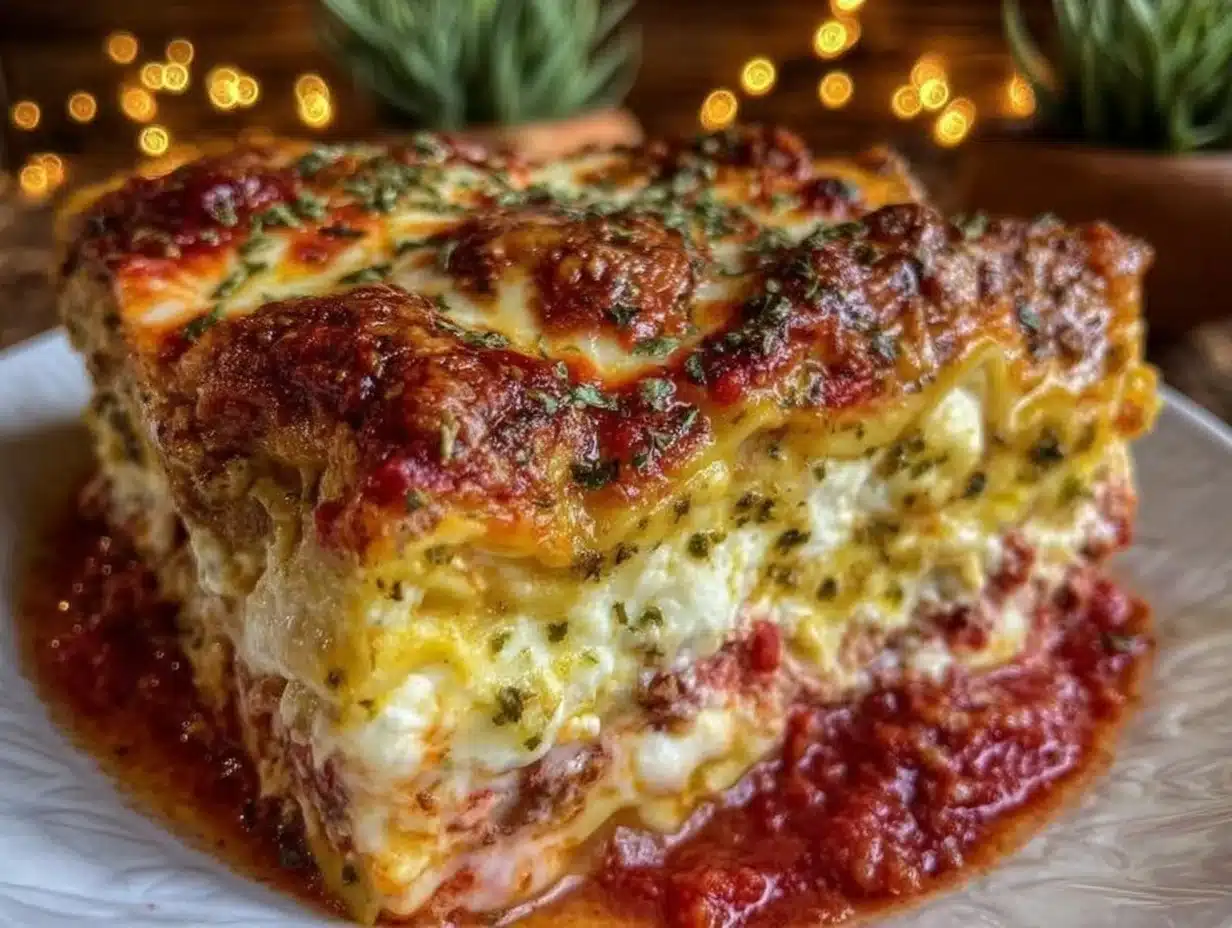 easy cheesy crockpot no-boil lasagna - featured image