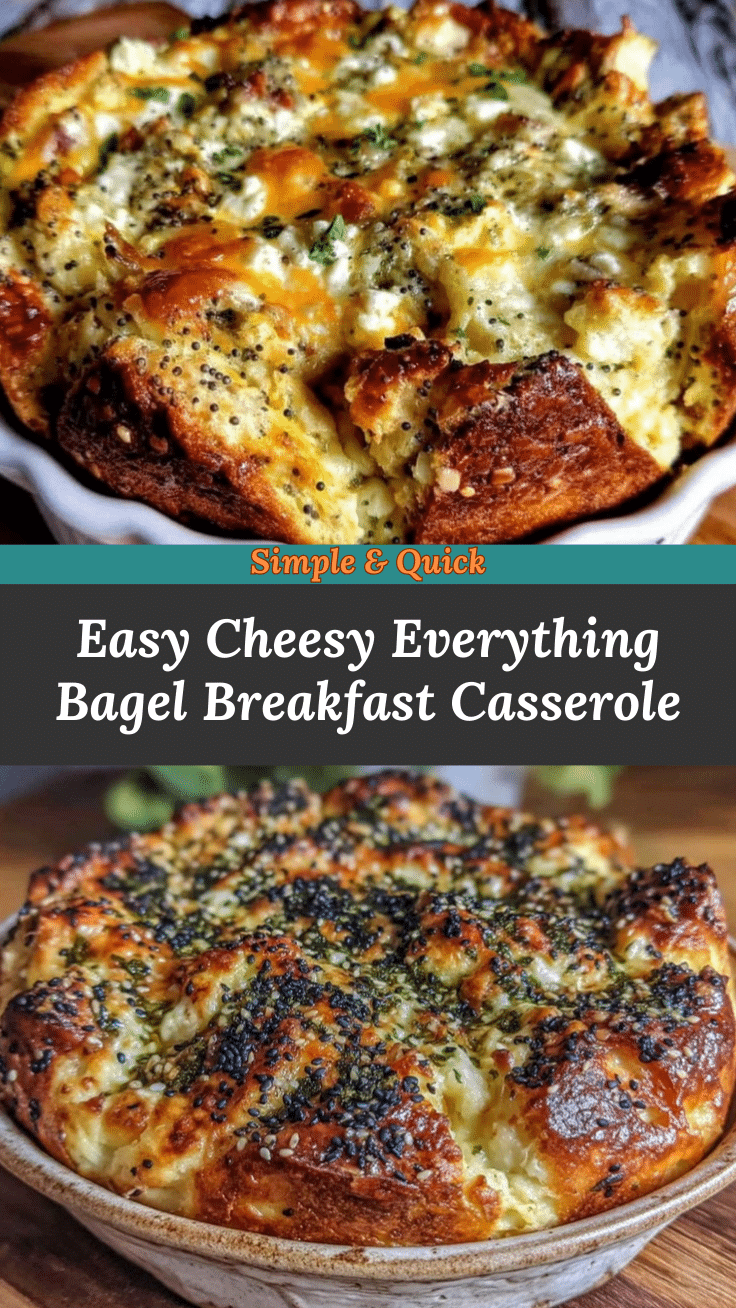 easy cheesy everything bagel breakfast casserole recipe