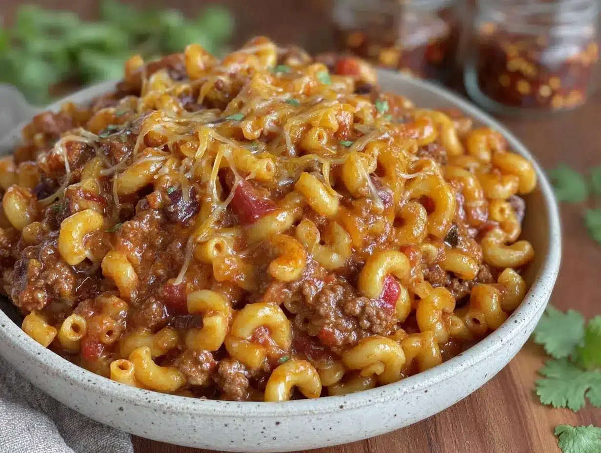 easy cheesy one-pot chili mac preparation steps