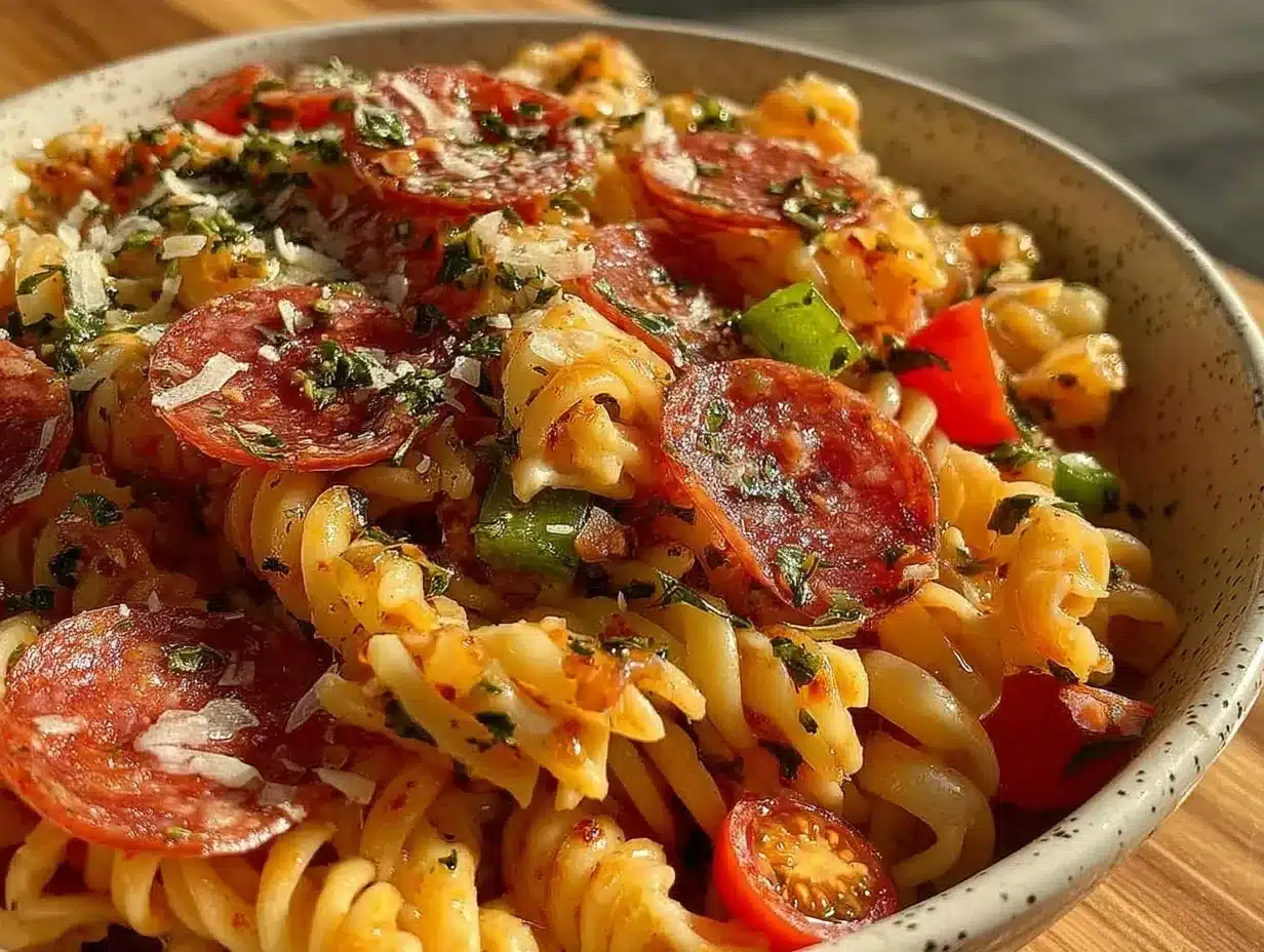 Easy Zesty Italian Pasta Salad with Pepperoni preparation steps