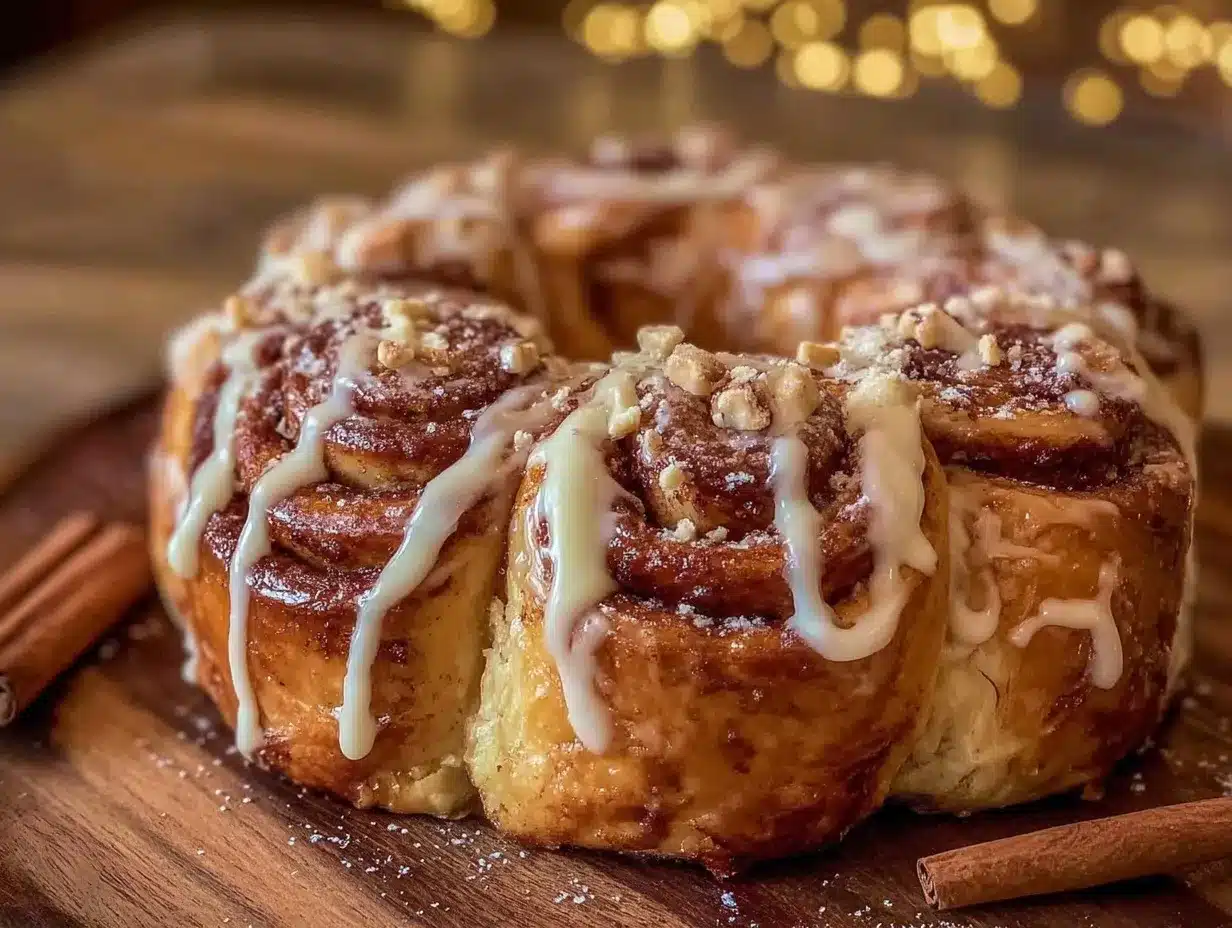fluffy cinnamon roll wreath preparation steps