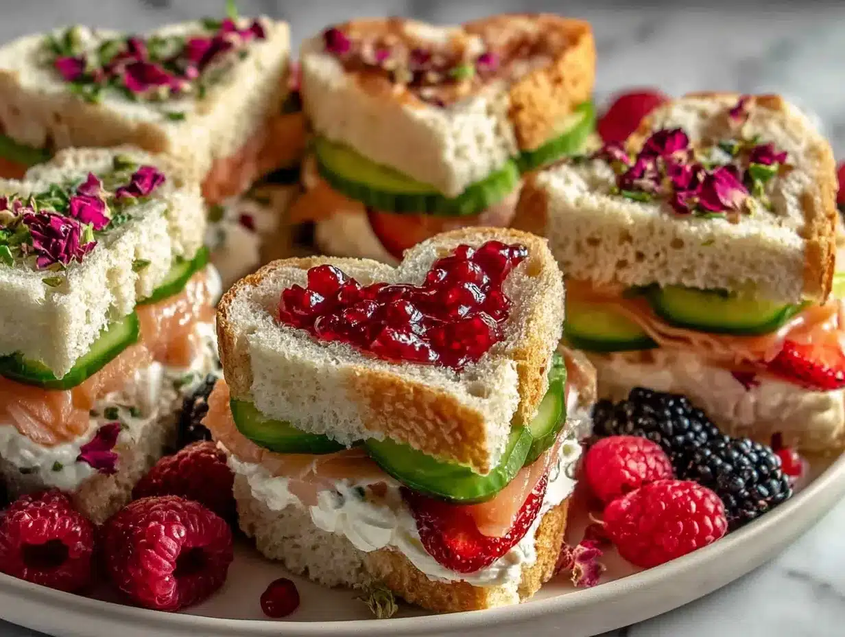 heart-shaped tea sandwich board preparation steps