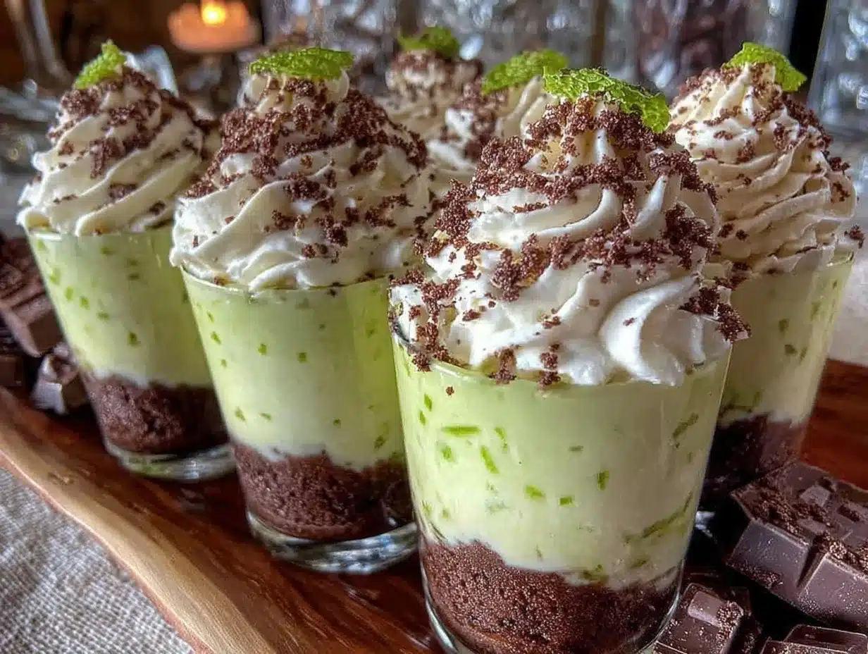 Irish Mint Cheesecake Shooters preparation steps