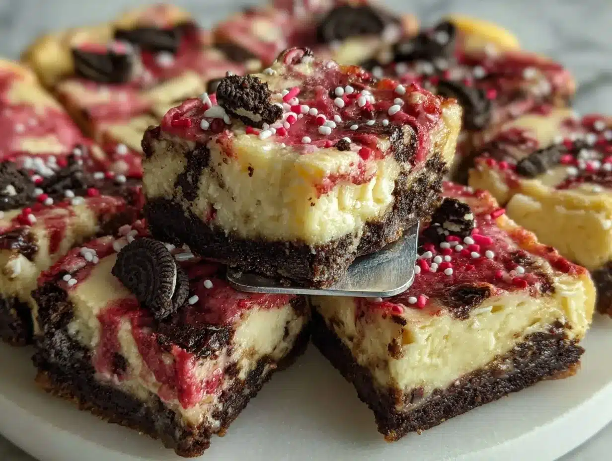 Pink Velvet Oreo Cheesecake Bars preparation steps