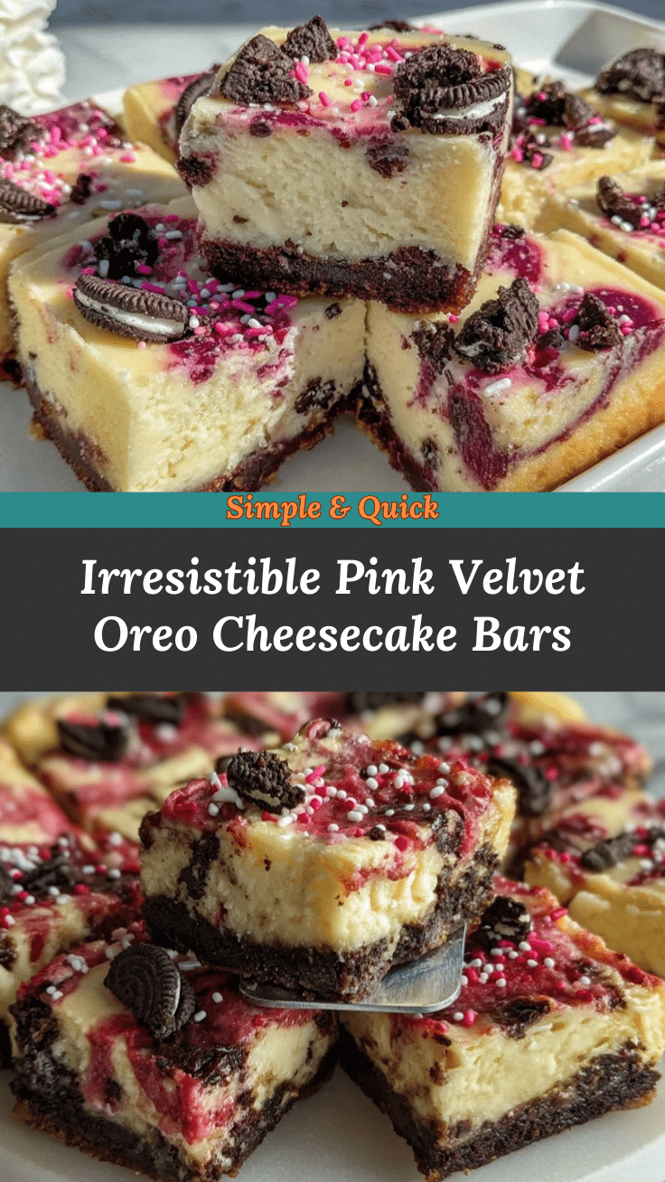 Pink Velvet Oreo Cheesecake Bars recipe