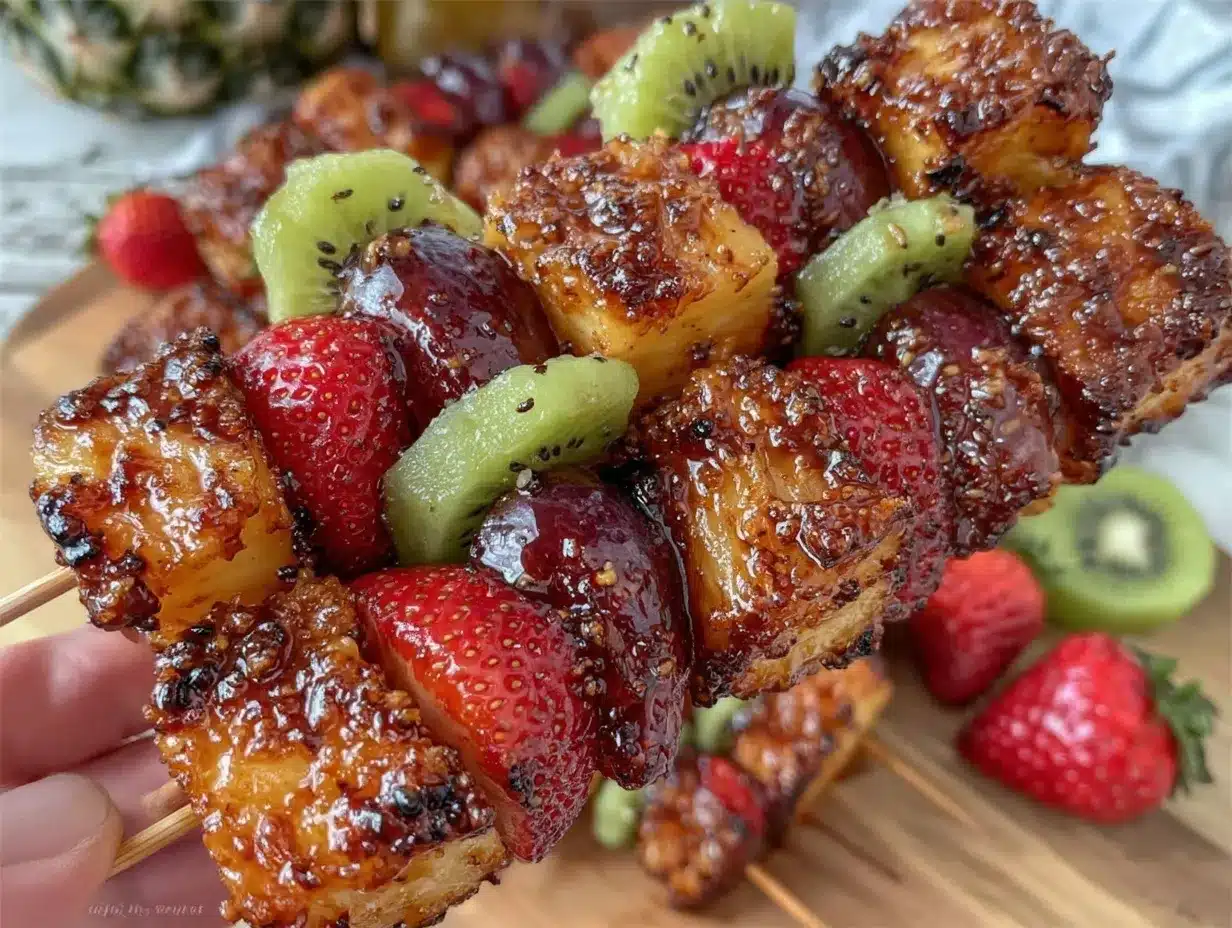 rainbow grilled fruit skewers preparation steps