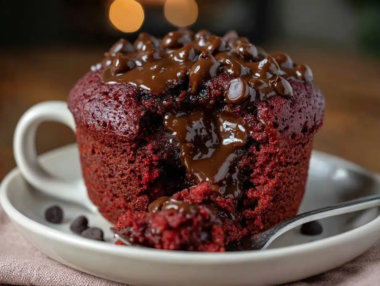 red velvet chocolate chip mug cake preparation steps