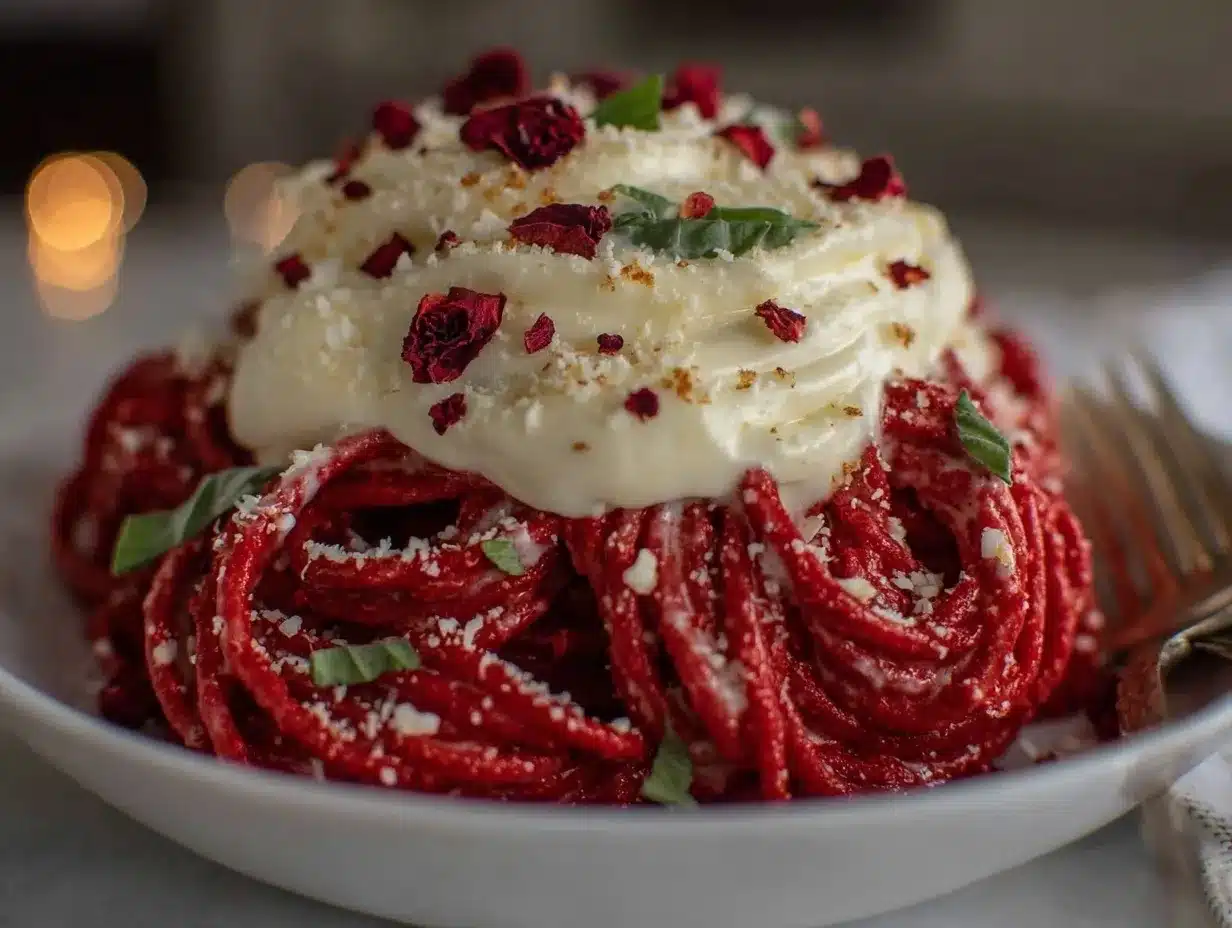 red velvet pasta alfredo preparation steps