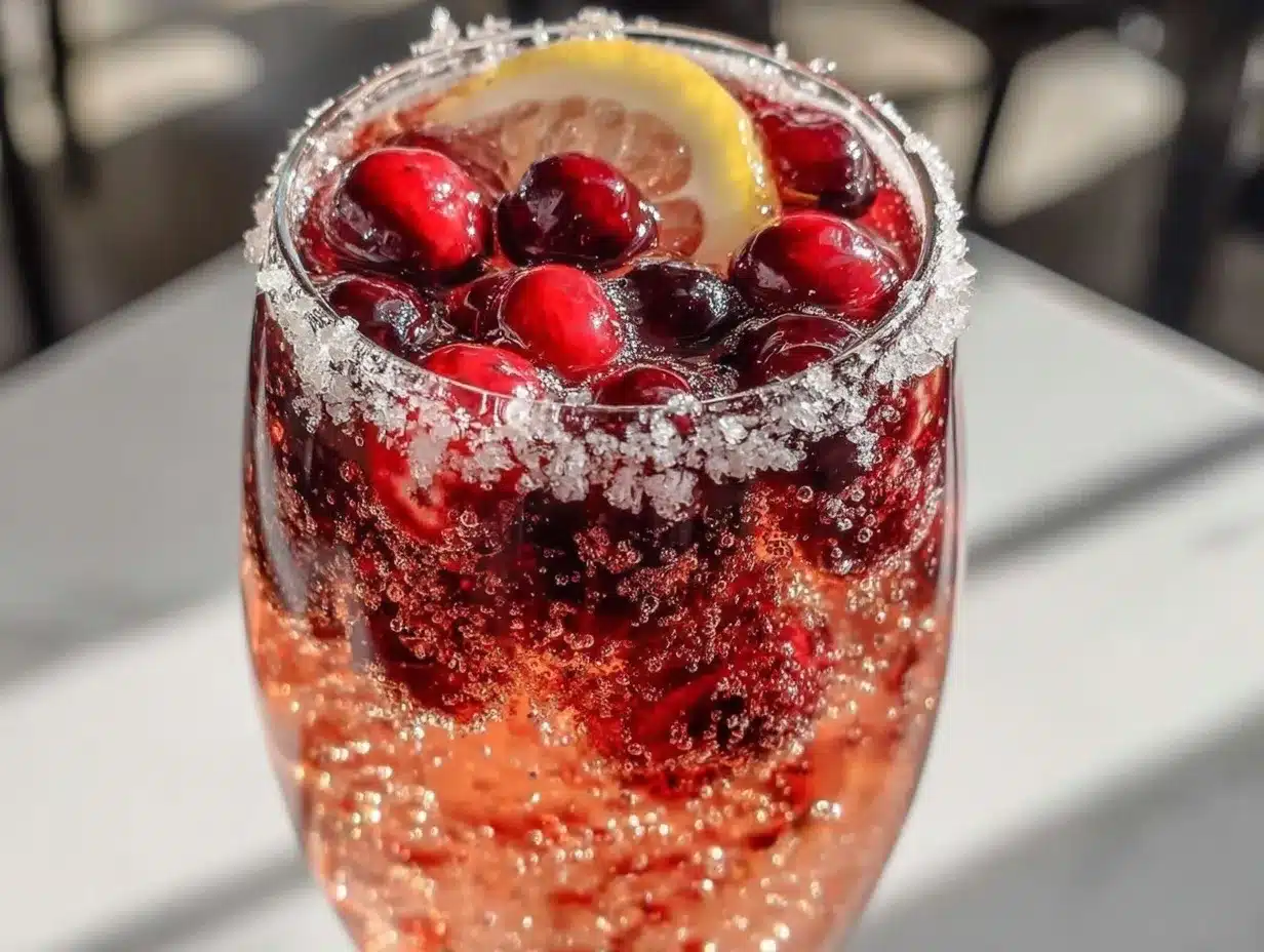 sparkling cranberry champagne cocktail preparation steps