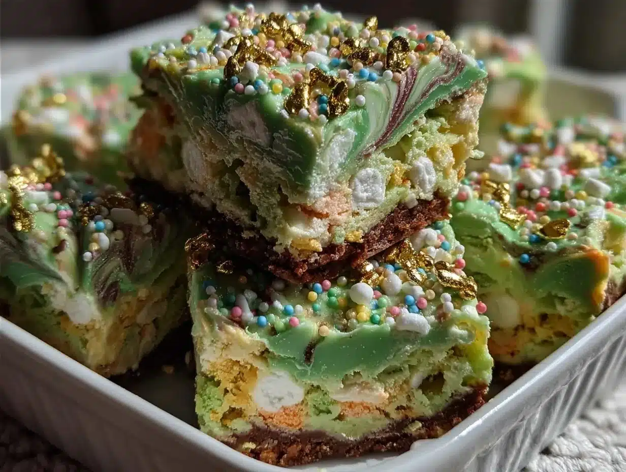 St. Patrick’s Green Candy Marshmallow Bars preparation steps