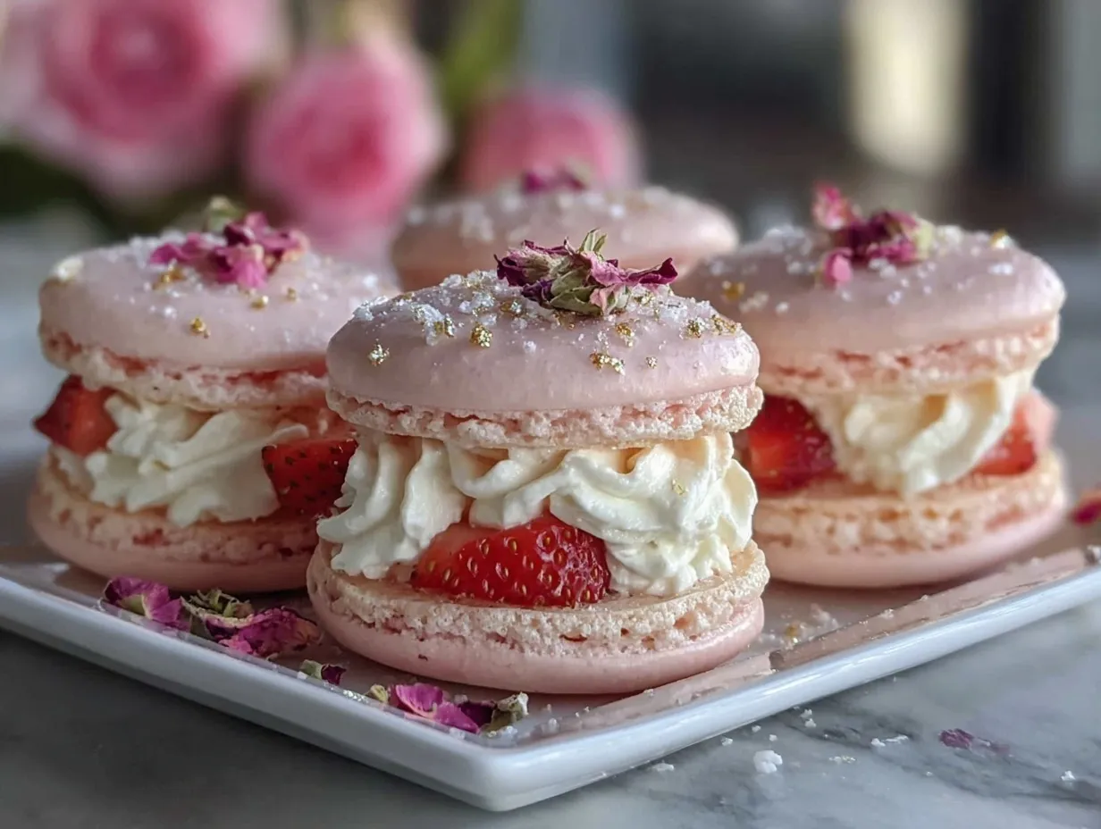 Strawberry Rose Macarons preparation steps