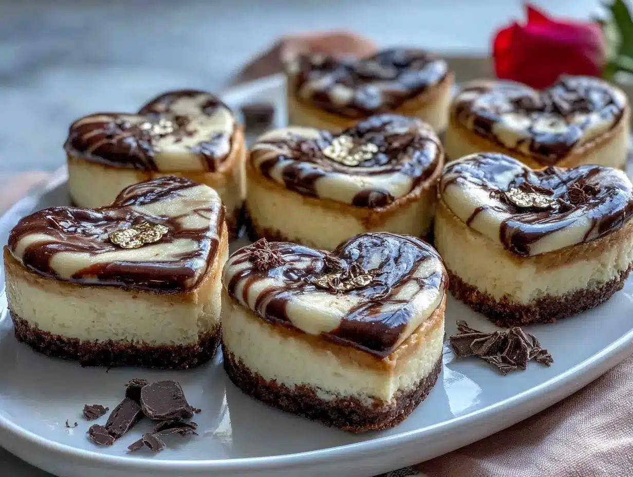 Valentine’s Chocolate Swirl Cheesecake Hearts preparation steps