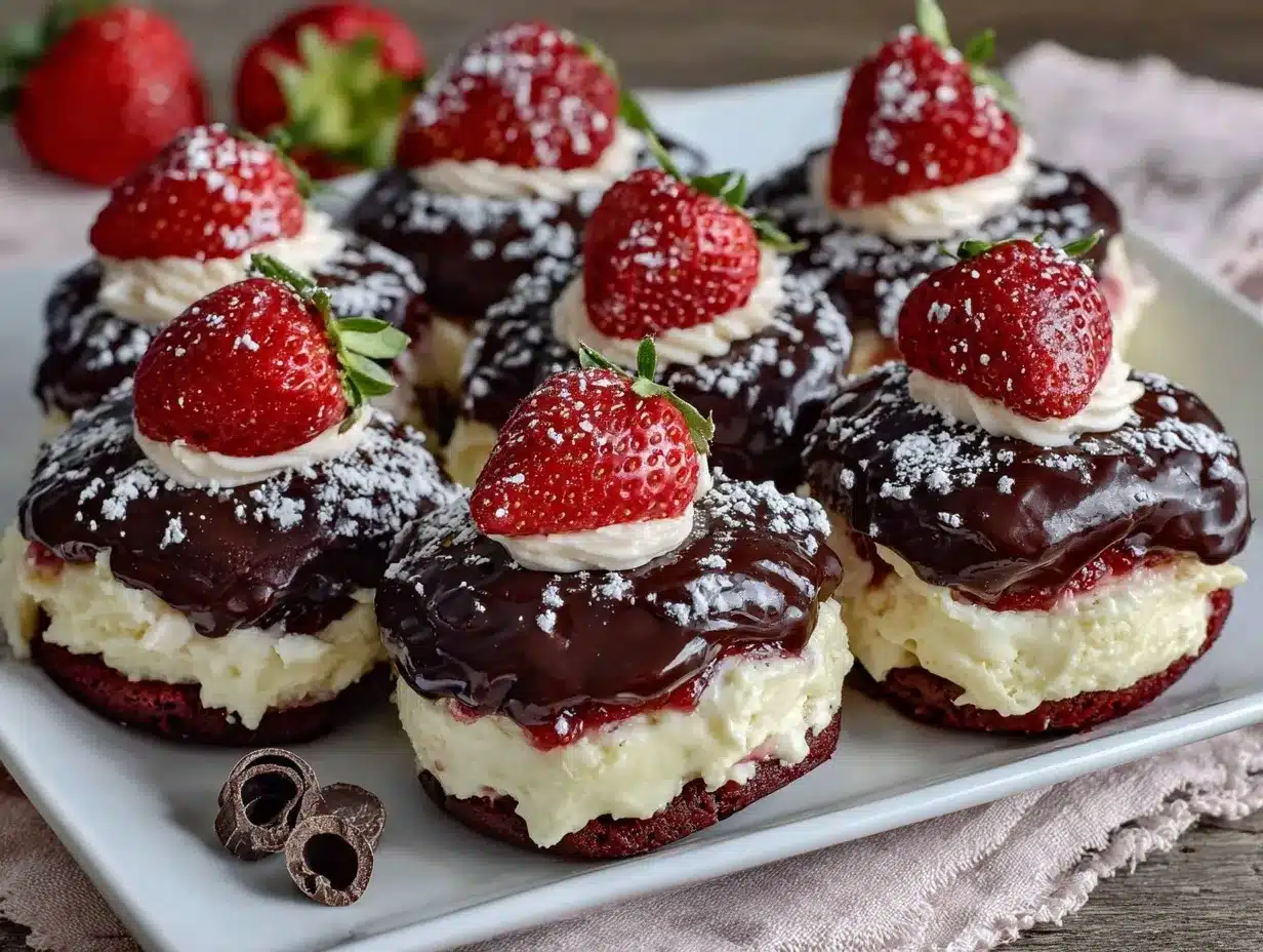 Valentine’s Strawberry Ganache Mini Cakes preparation steps