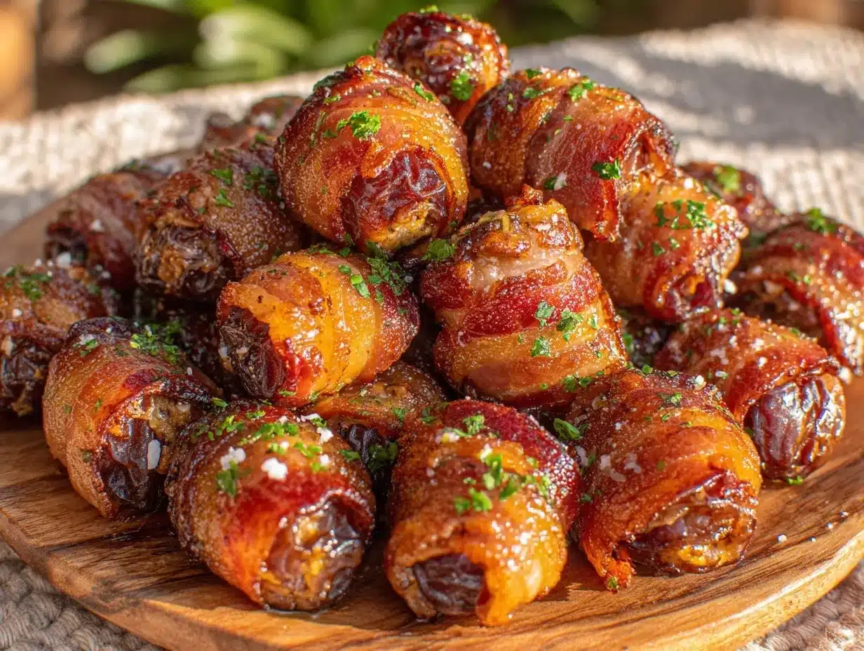 bacon-wrapped dates with creamy goat cheese preparation steps