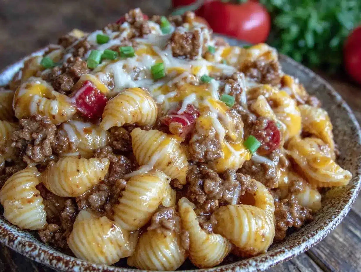 creamy cheeseburger pasta recipe preparation steps