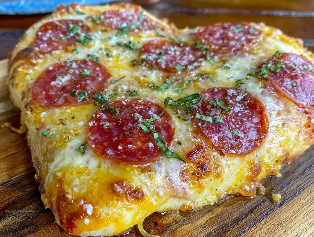 crispy heart-shaped pepperoni pizza preparation steps