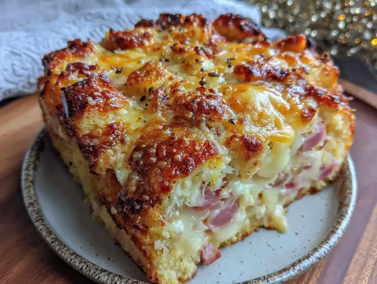 Easy Cheesy Ham and Cheese Breakfast Strata preparation steps