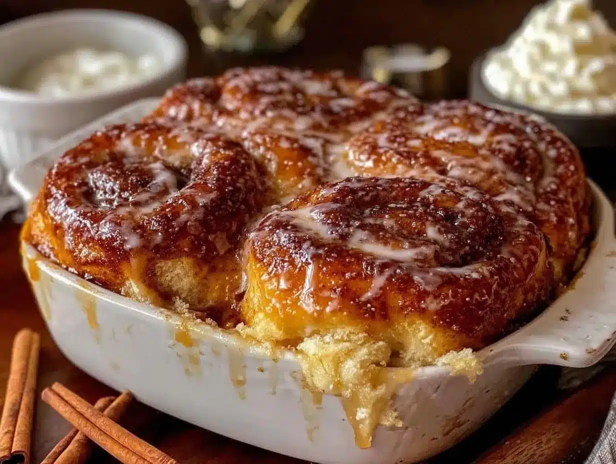 easy gooey cinnamon roll casserole preparation steps