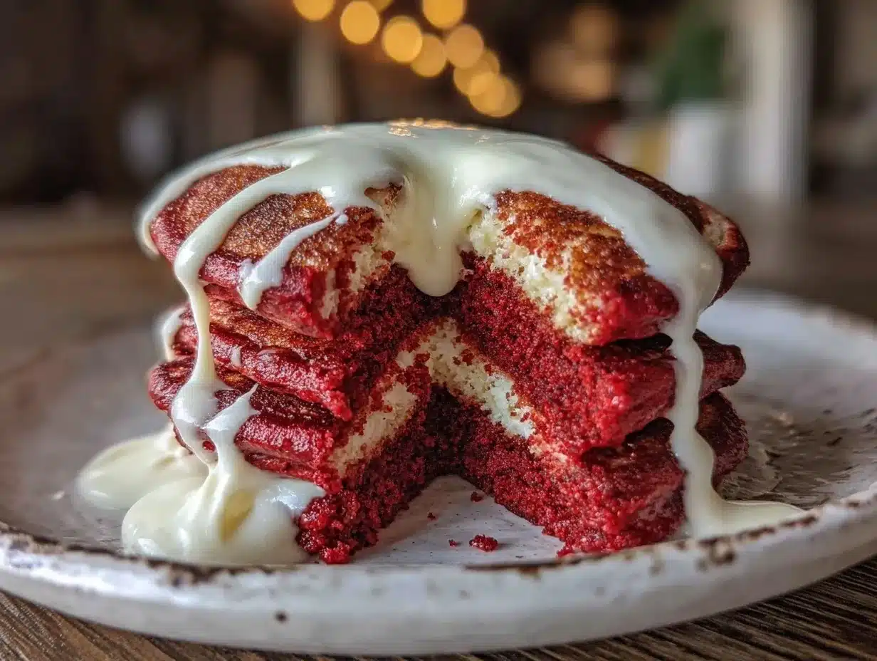 fluffy red velvet pancakes preparation steps
