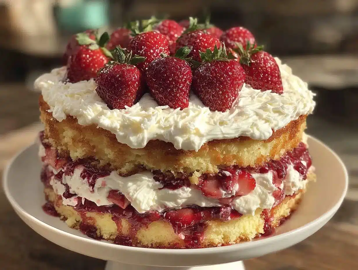 fluffy strawberry shortcake layer cake preparation steps