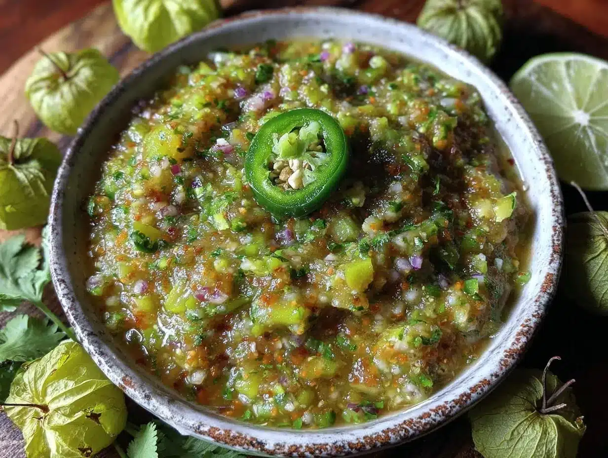 fresh homemade salsa verde preparation steps