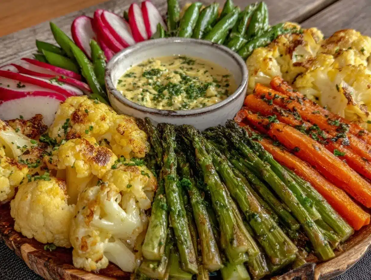 fresh spring vegetable crudité platter preparation steps