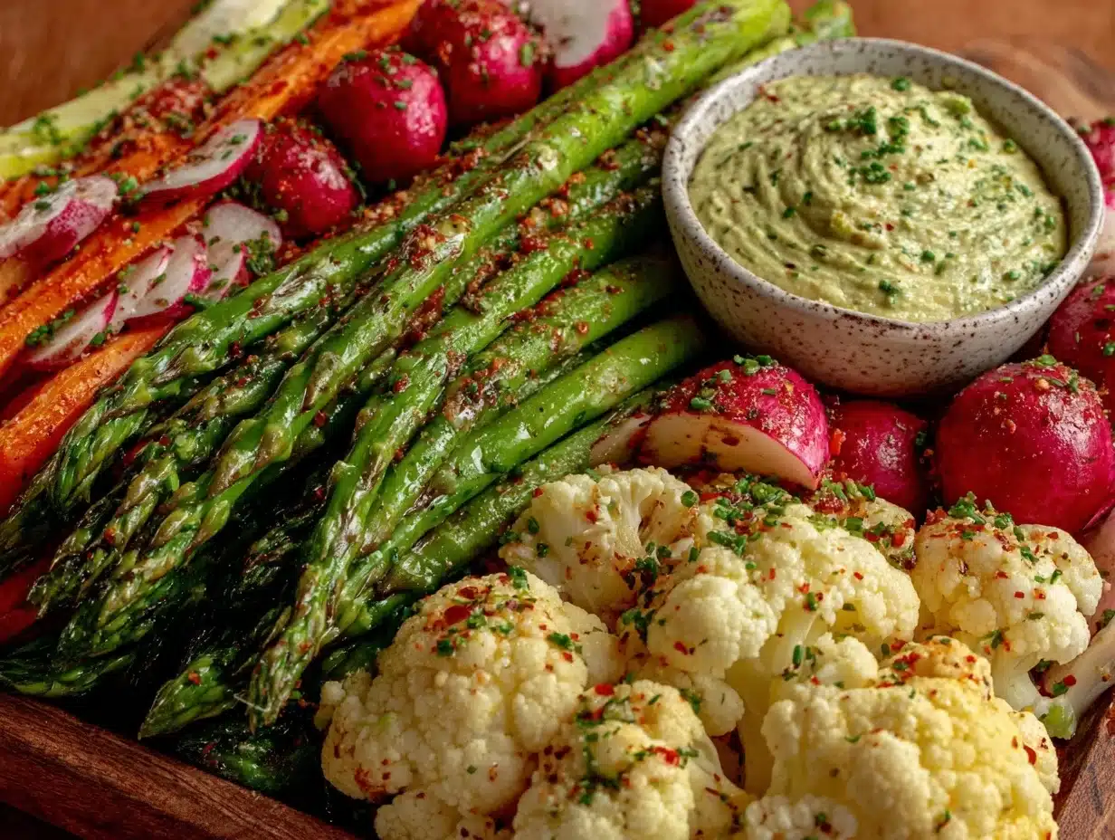 fresh spring vegetable crudité platter - featured image