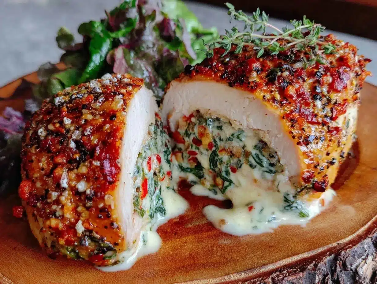 tender stuffed chicken breast with spinach and cheese preparation steps
