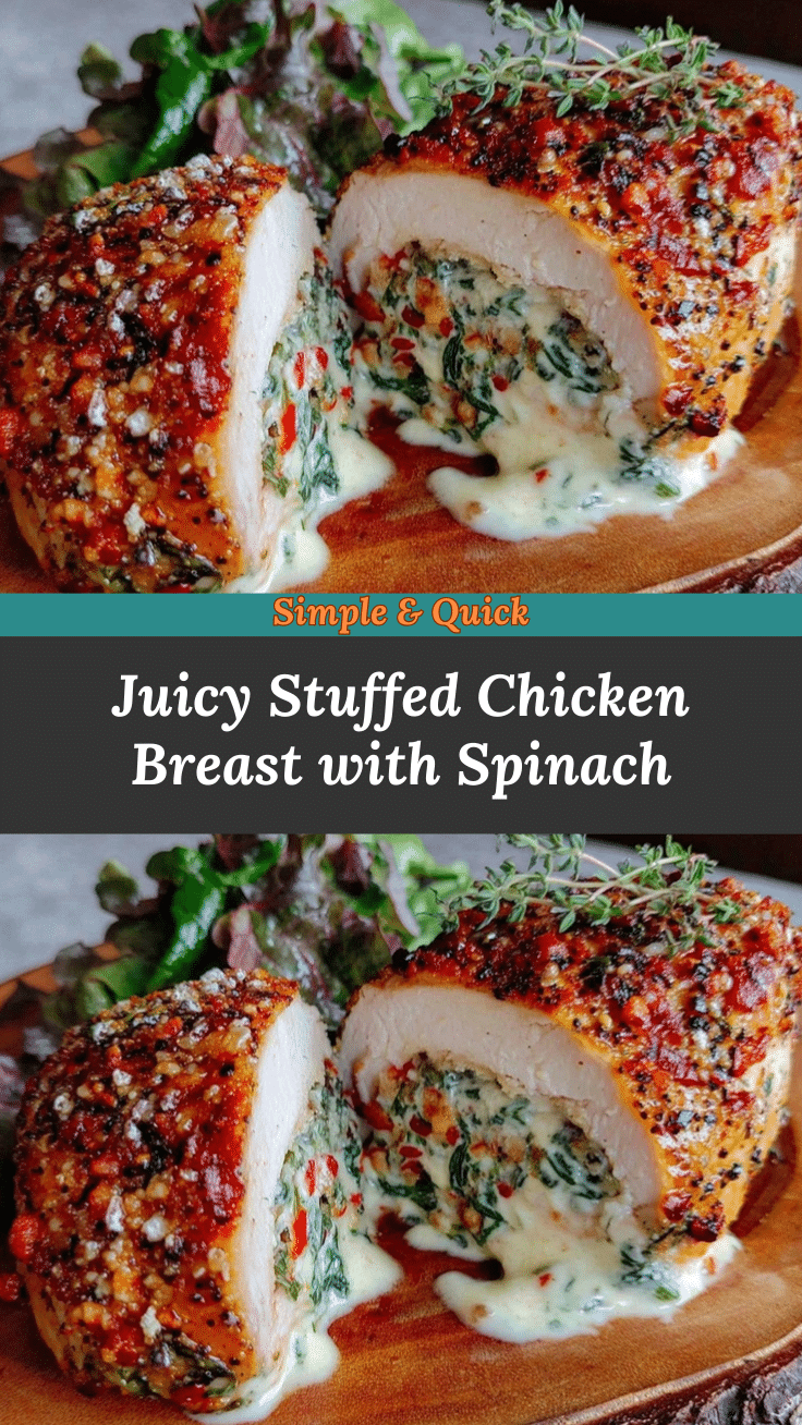 tender stuffed chicken breast with spinach and cheese recipe