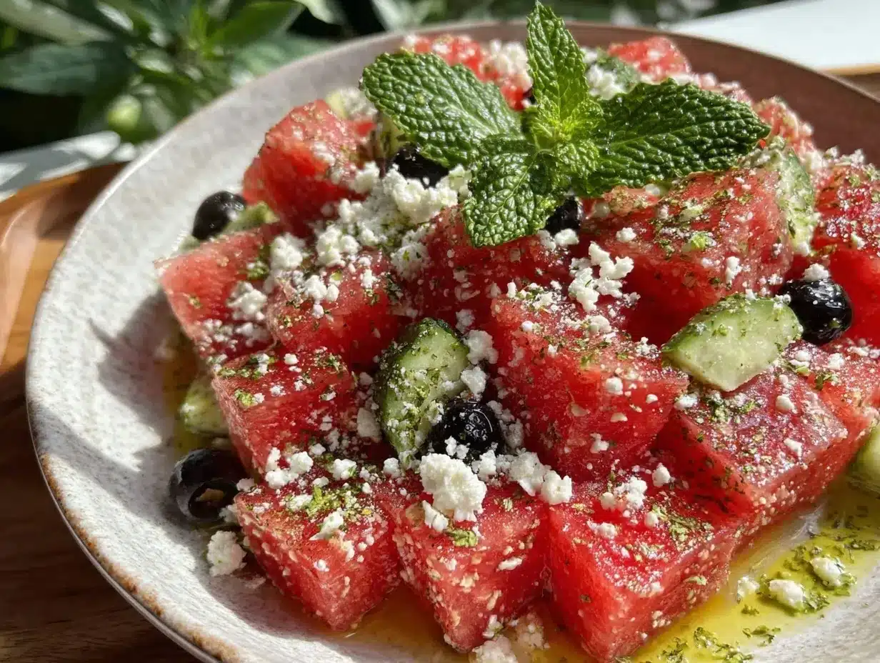 watermelon feta salad preparation steps