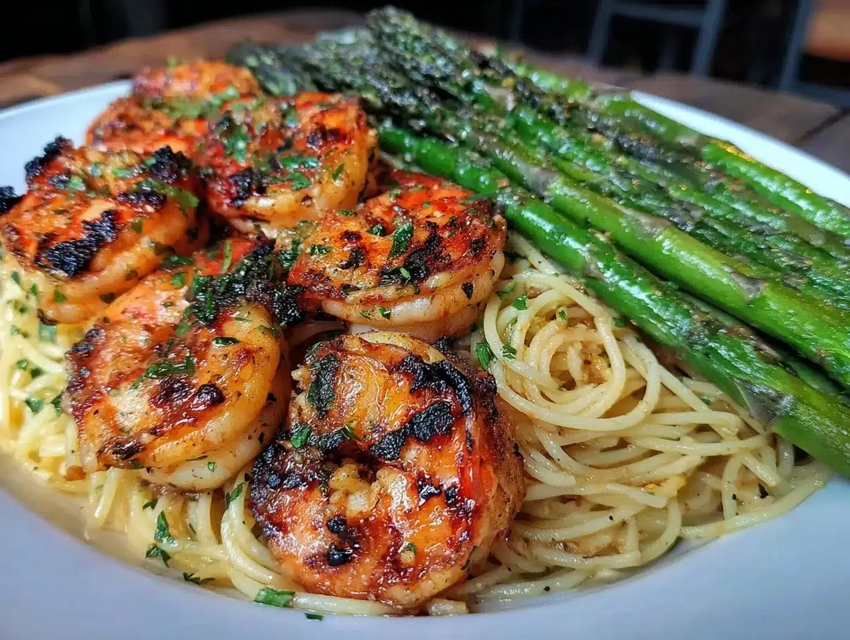 asparagus shrimp angel hair pasta preparation steps