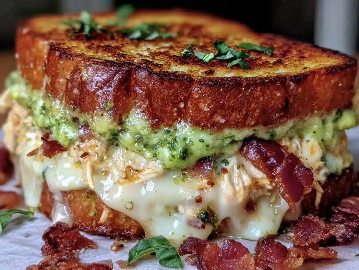 Buffalo Chicken Pesto Grilled Cheese preparation steps