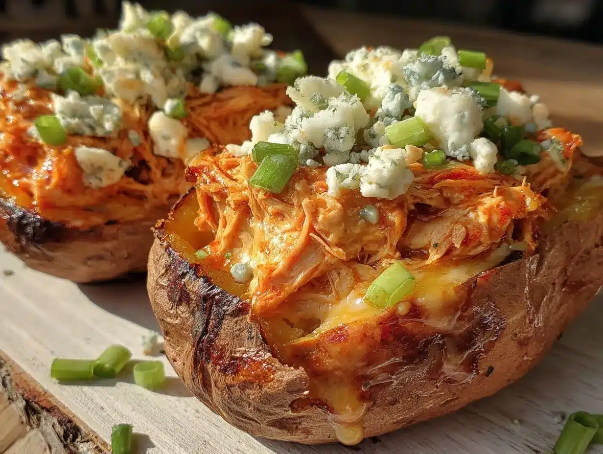 buffalo chicken stuffed sweet potatoes preparation steps