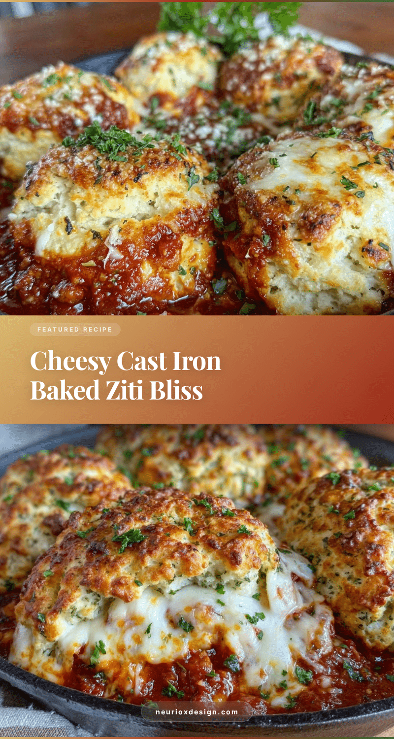 cast iron cheesy baked ziti recipe