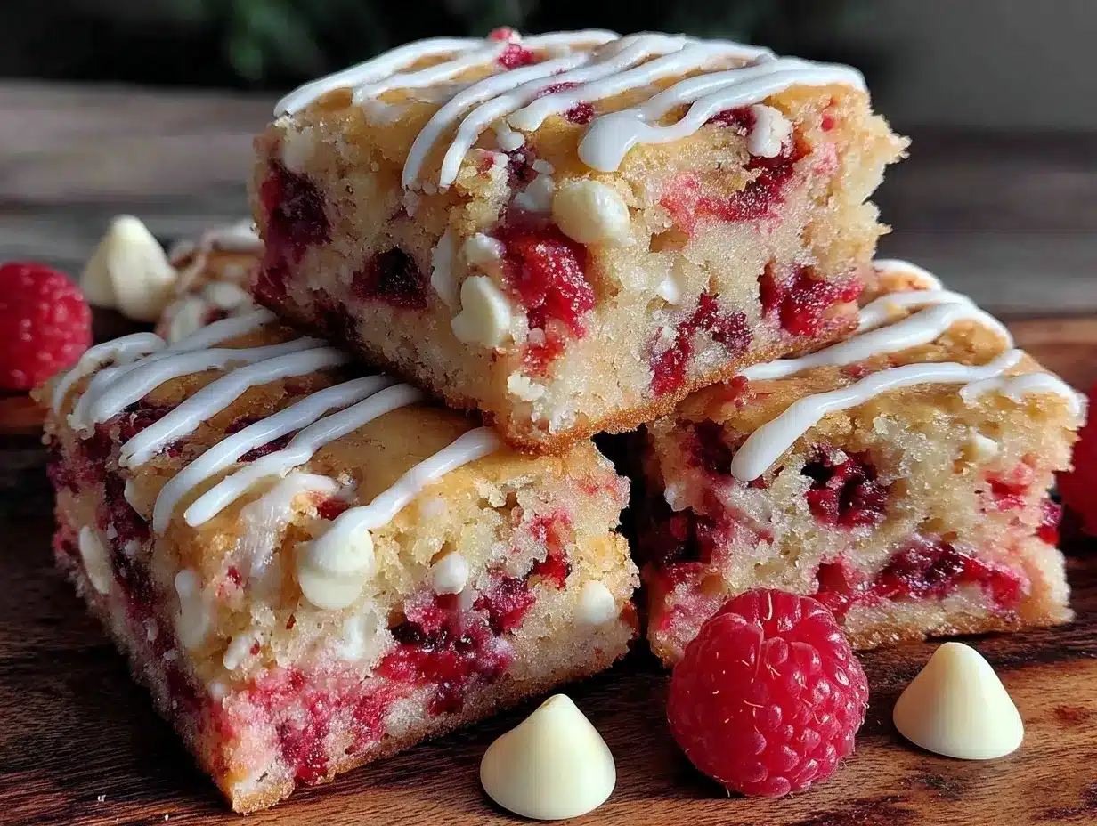 chewy raspberry and white chocolate blondies preparation steps