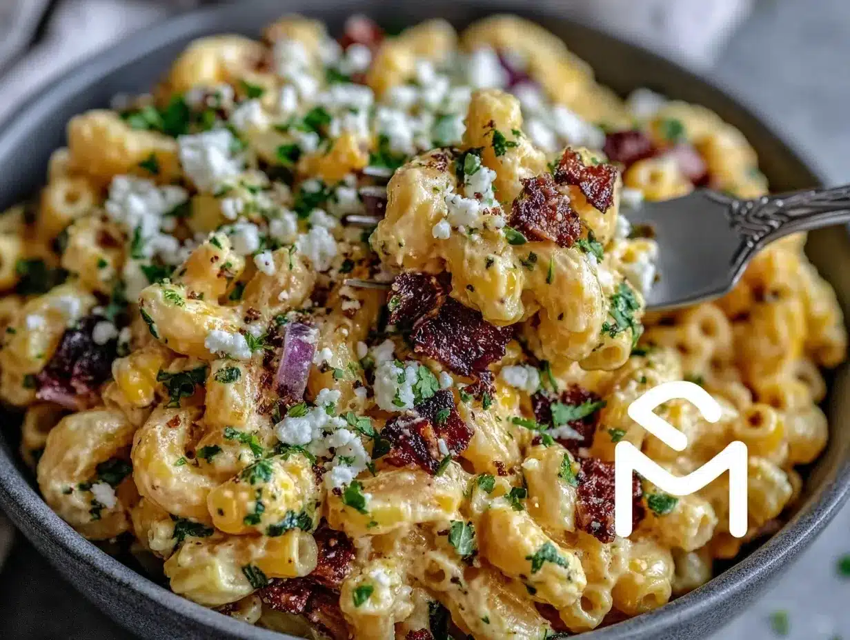 creamy Mexican street corn pasta salad preparation steps