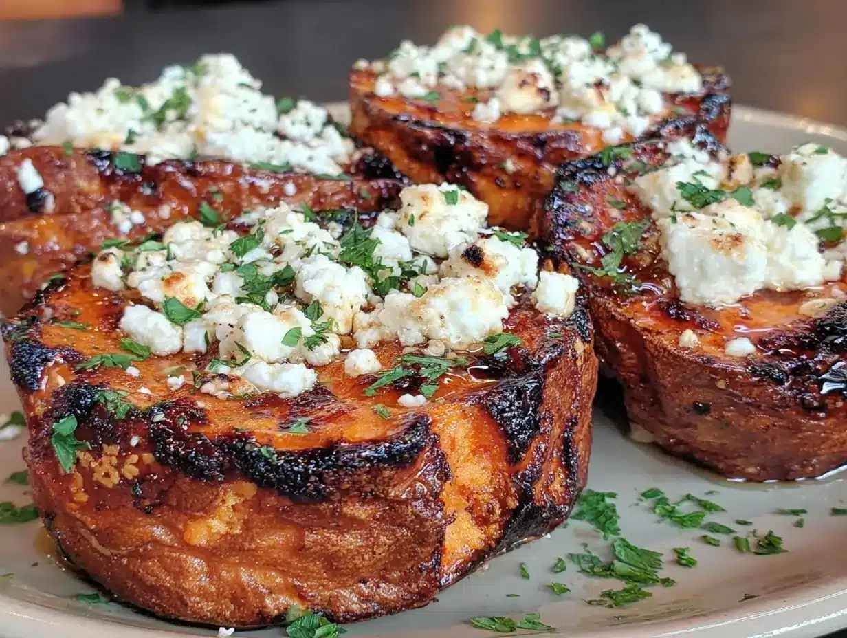 crispy roasted sweet potato rounds with honey feta preparation steps