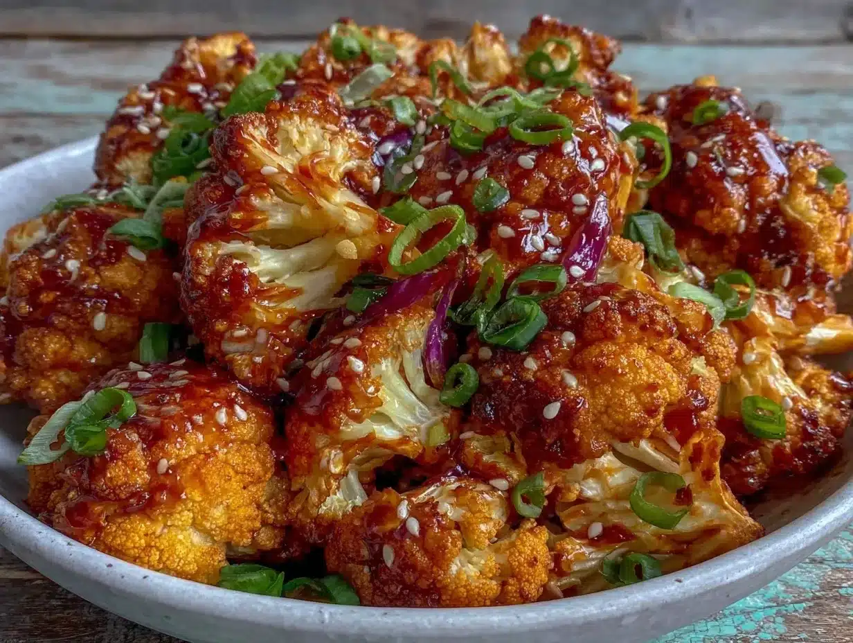 crispy sweet and spicy baked cauliflower preparation steps