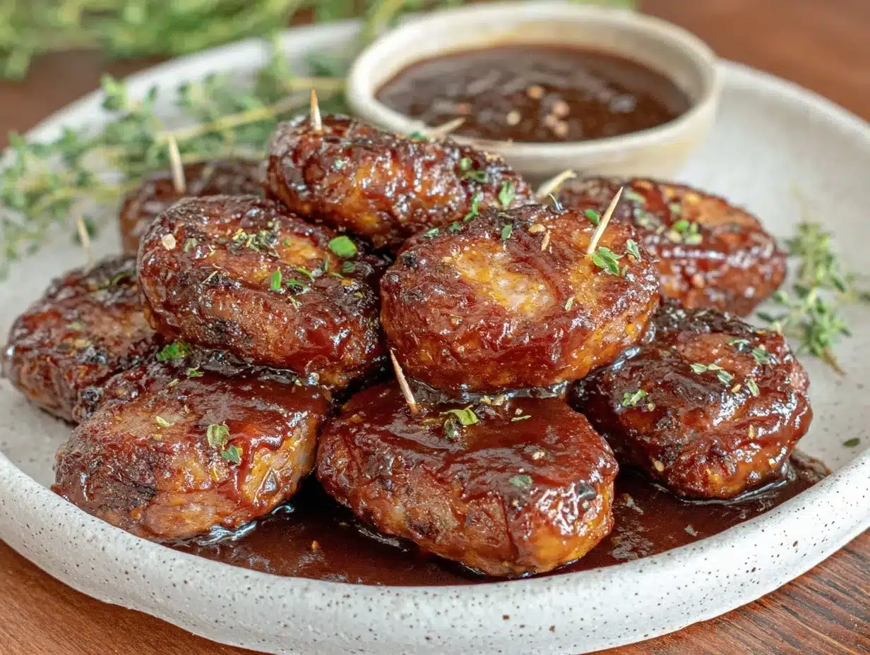 easy tangy bbq sausage bites preparation steps