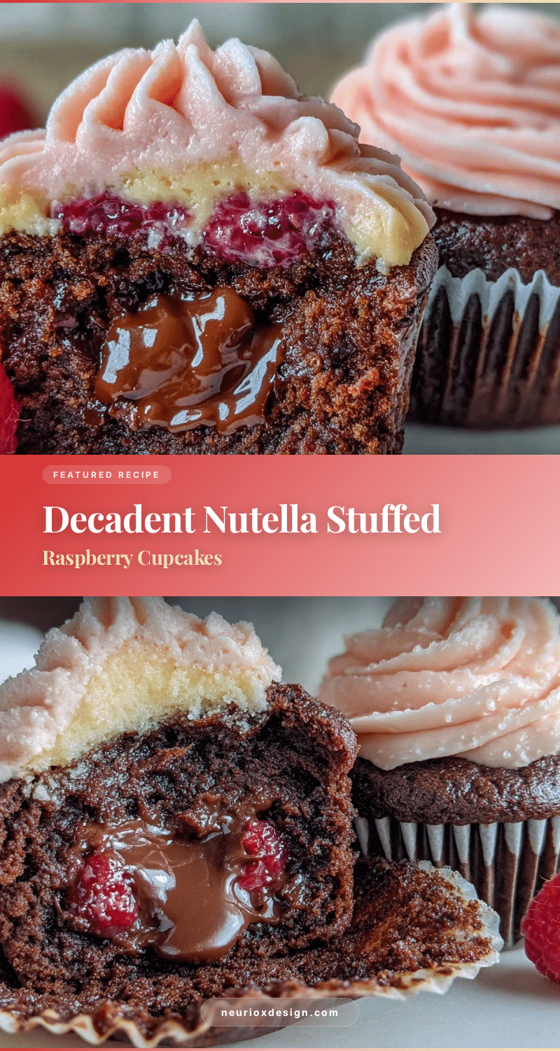 Nutella stuffed chocolate raspberry cupcakes recipe