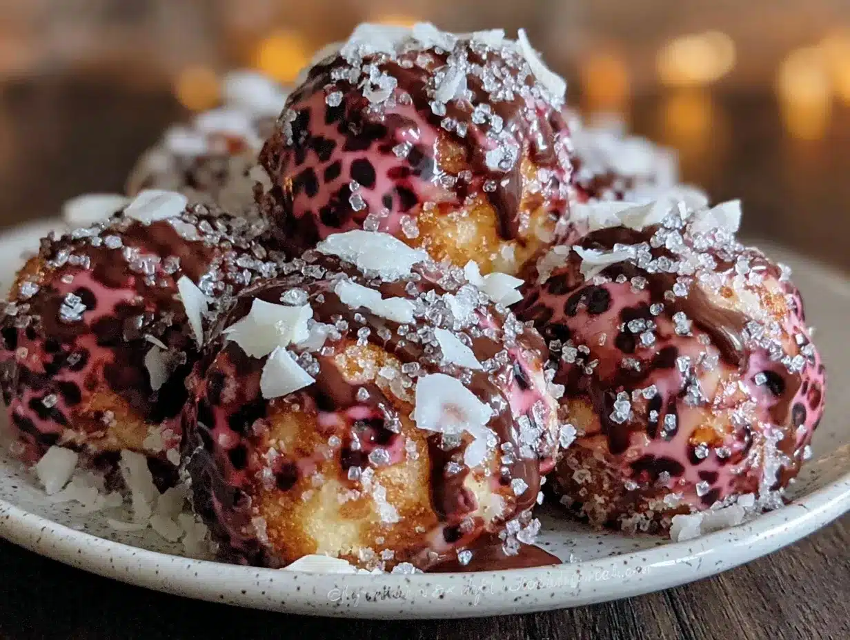 pink leopard print donut holes preparation steps