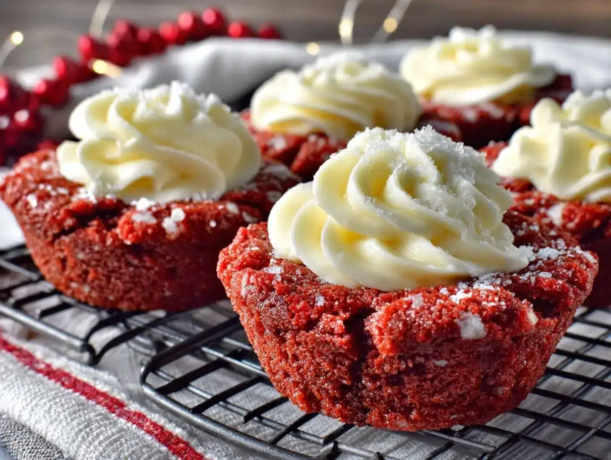 red velvet cookie cups preparation steps