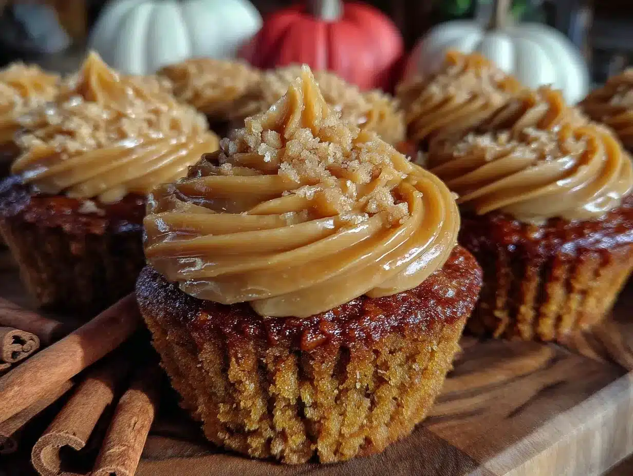 salted caramel nut butter frosted pumpkin spice cupcakes preparation steps