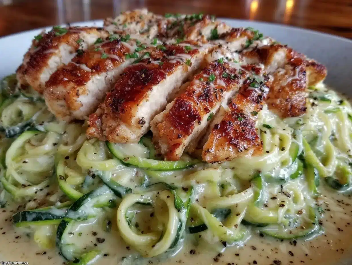 creamy keto chicken alfredo zucchini noodles preparation steps
