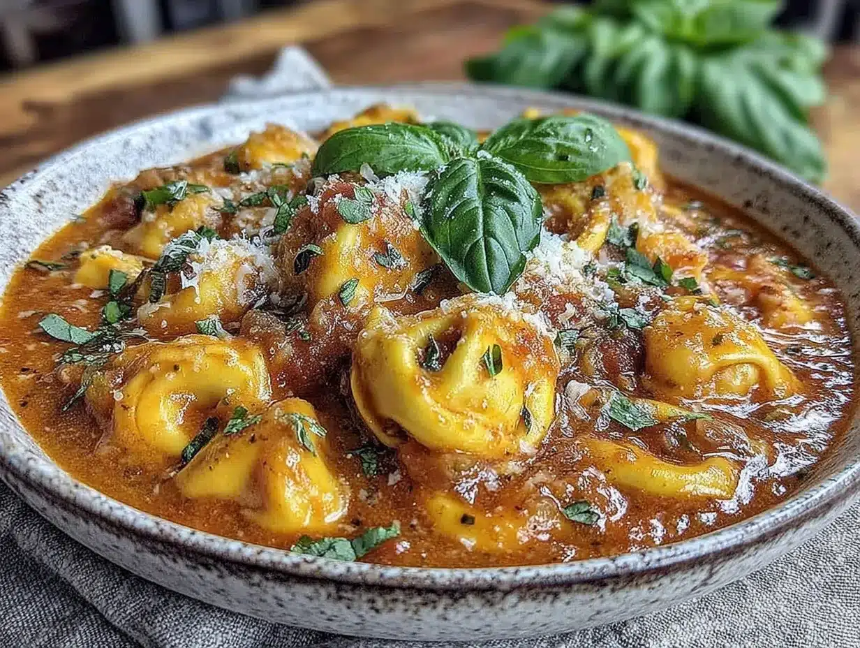 creamy one-pot tomato tortellini soup preparation steps
