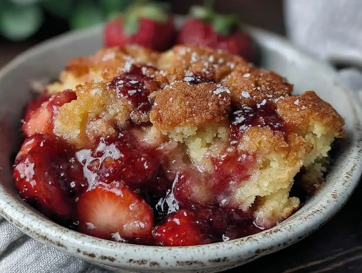 easy 3-ingredient strawberry dump cake preparation steps