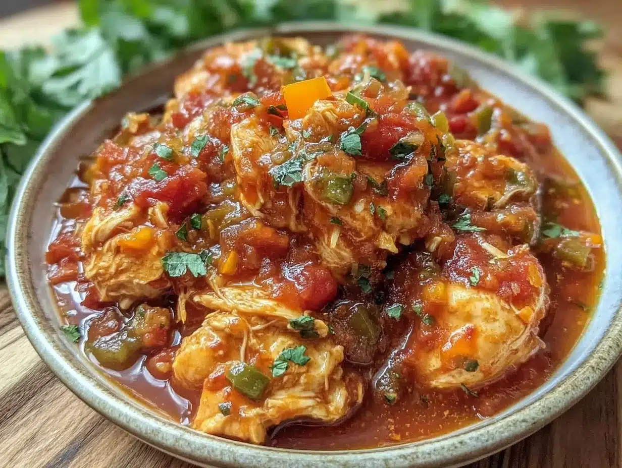 easy 5-ingredient crockpot salsa chicken - featured image
