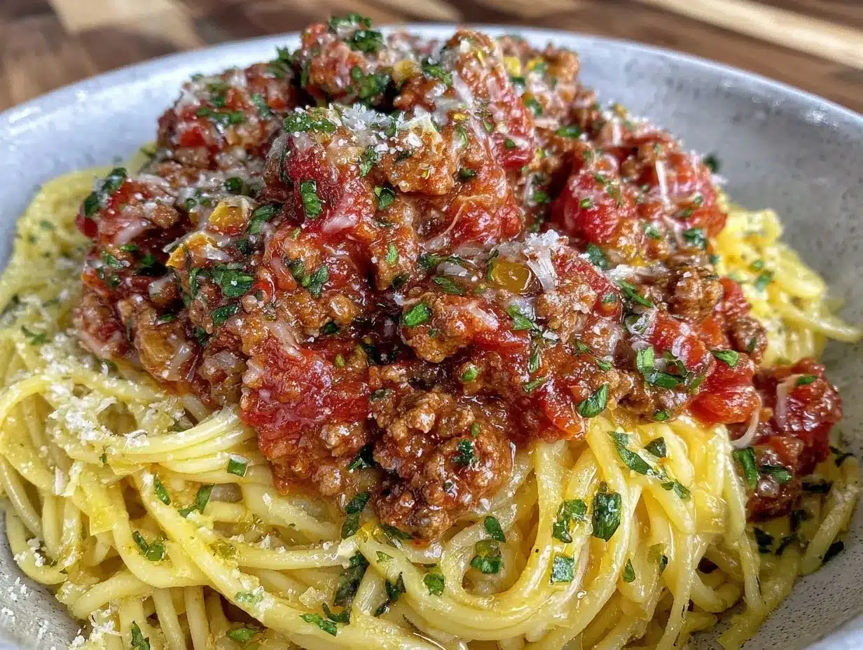 easy cheap spaghetti with meat sauce preparation steps
