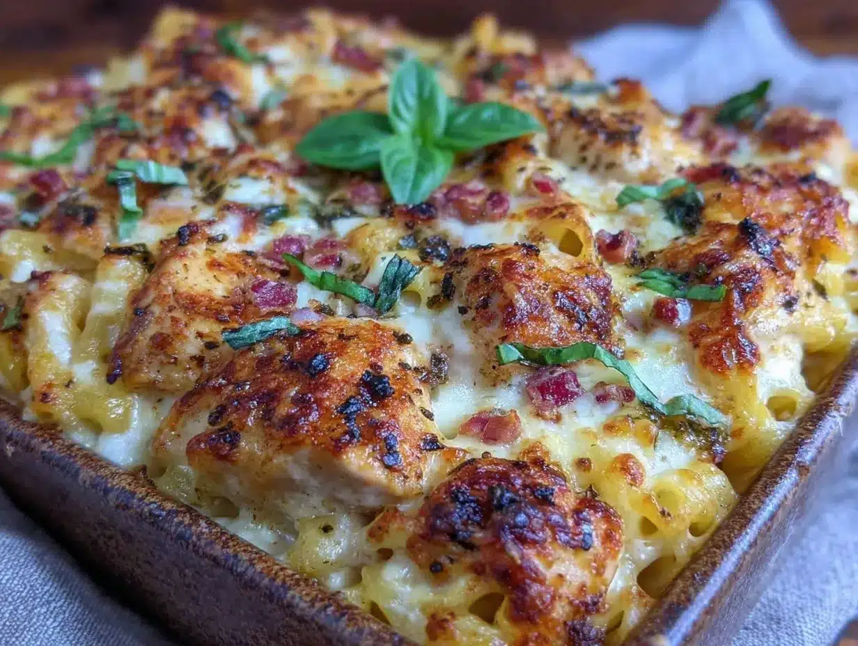 easy creamy tuscan chicken pasta casserole preparation steps